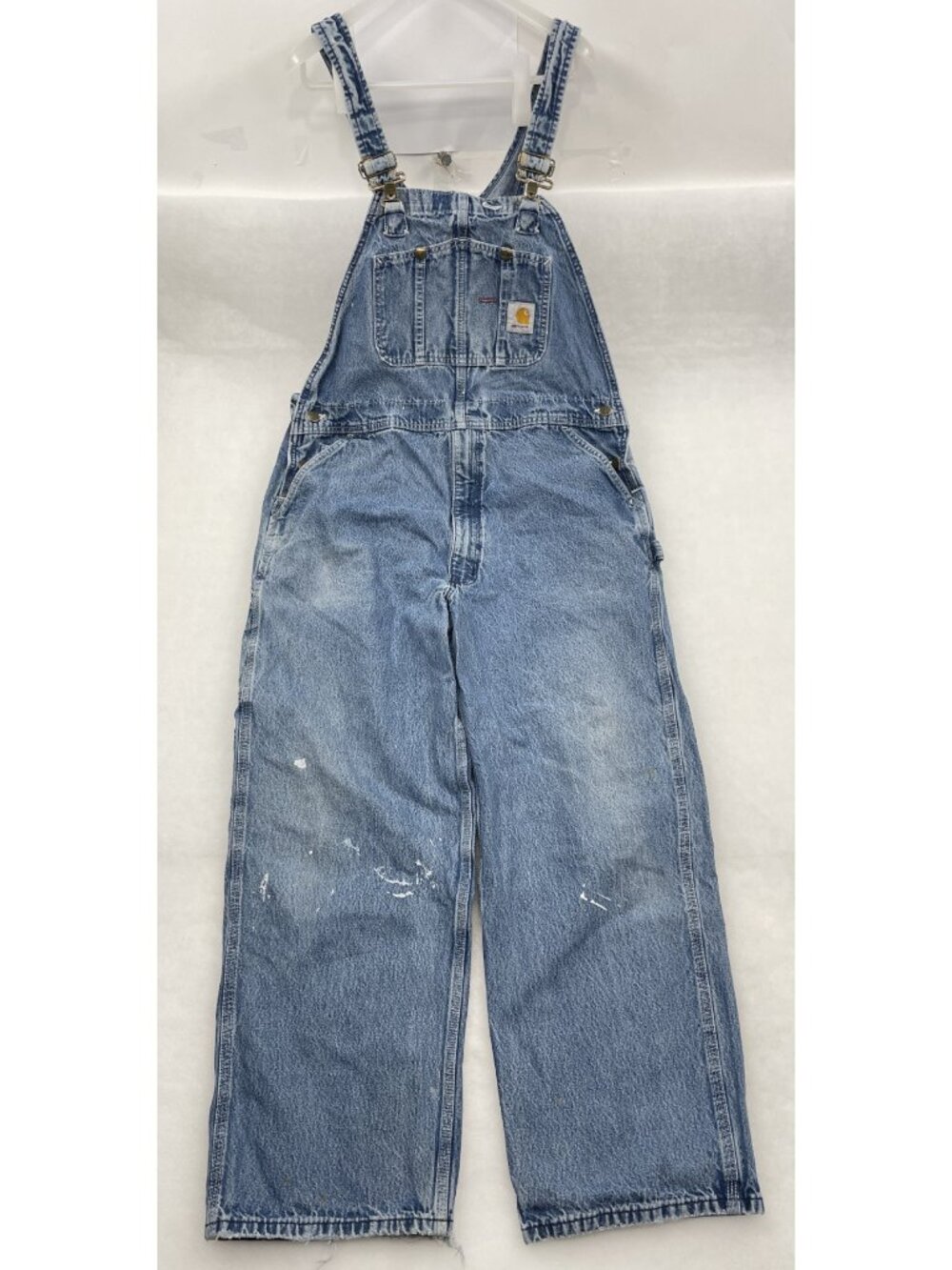 Carhartt R07 DST Distressed Denim Bib Work Carpenter Overalls Men's 40x30